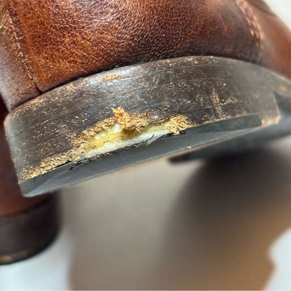 Frye Anna Shortie Distressed Brown Leather Size 7 M Slouch Ankle Boots Boho - Picture 9 of 13